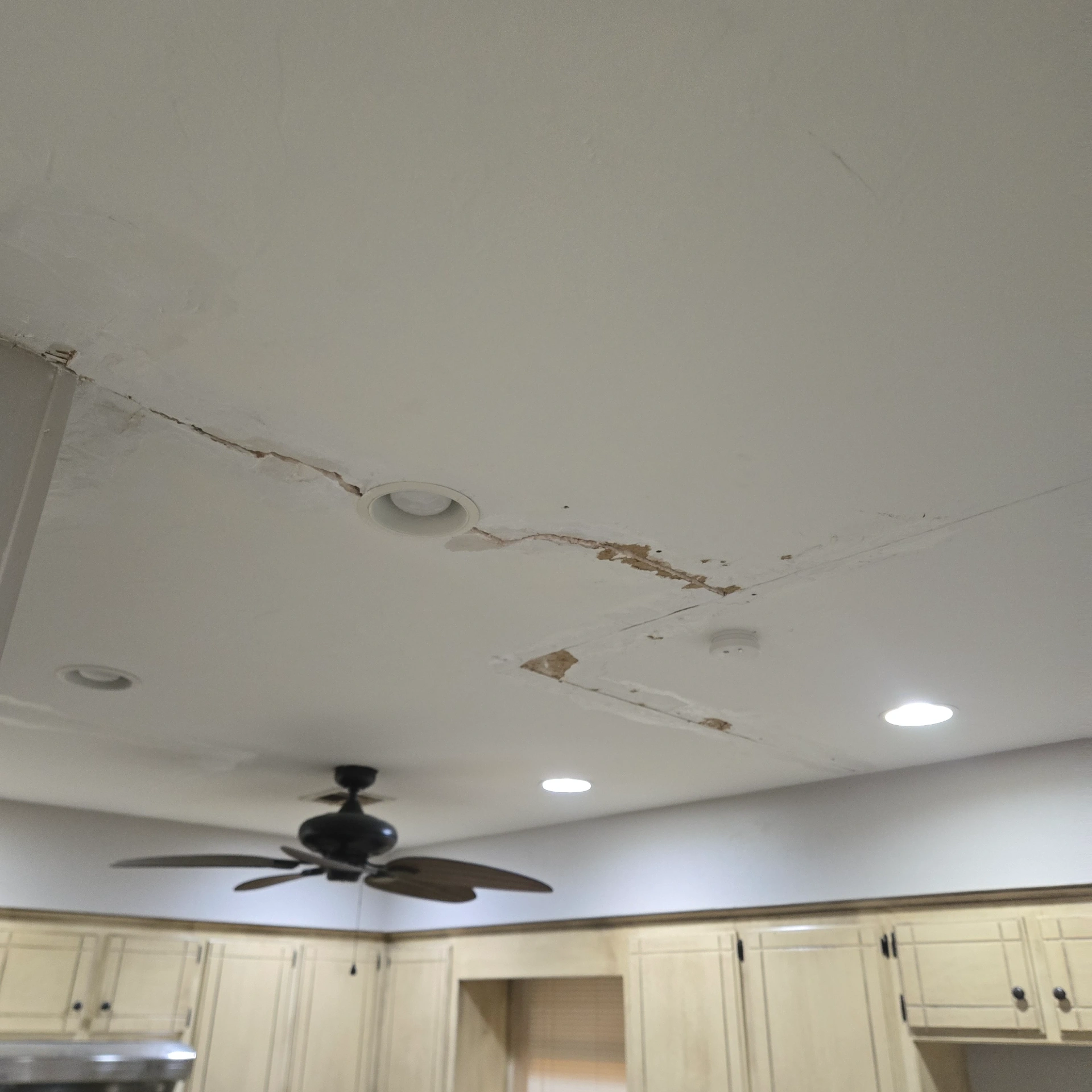 Ceiling drywall damage before repair in Stillwater home