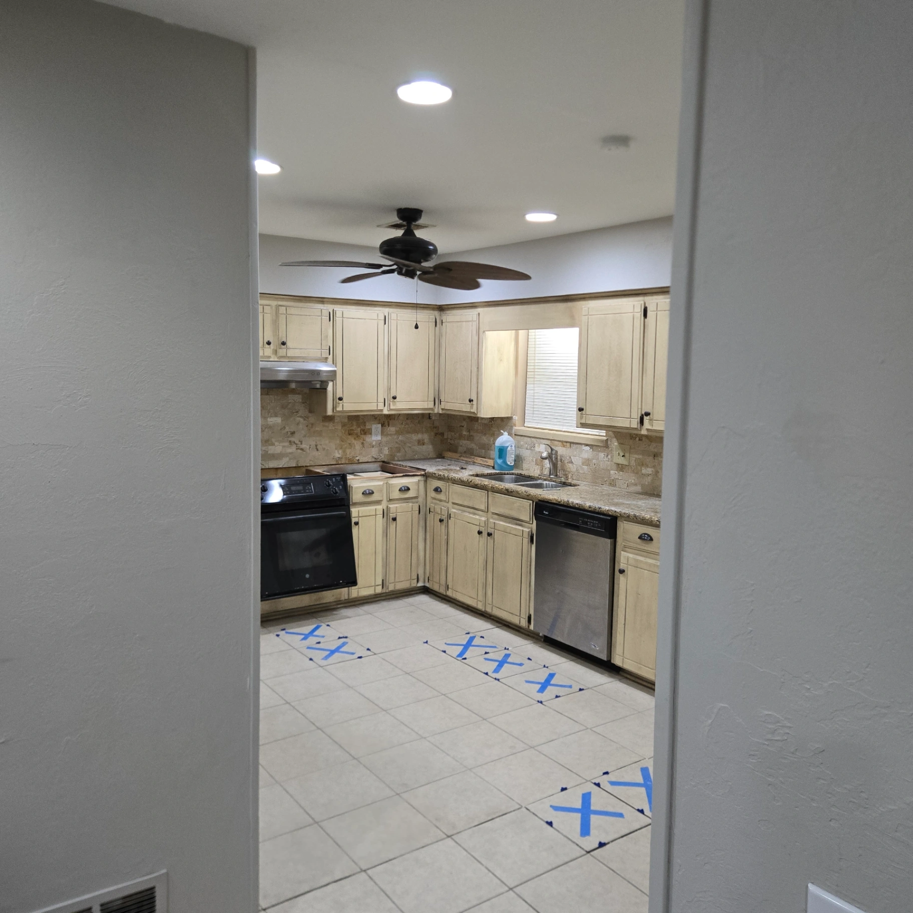Completed textured ceiling with recessed lights after drywall work in Stillwater OK