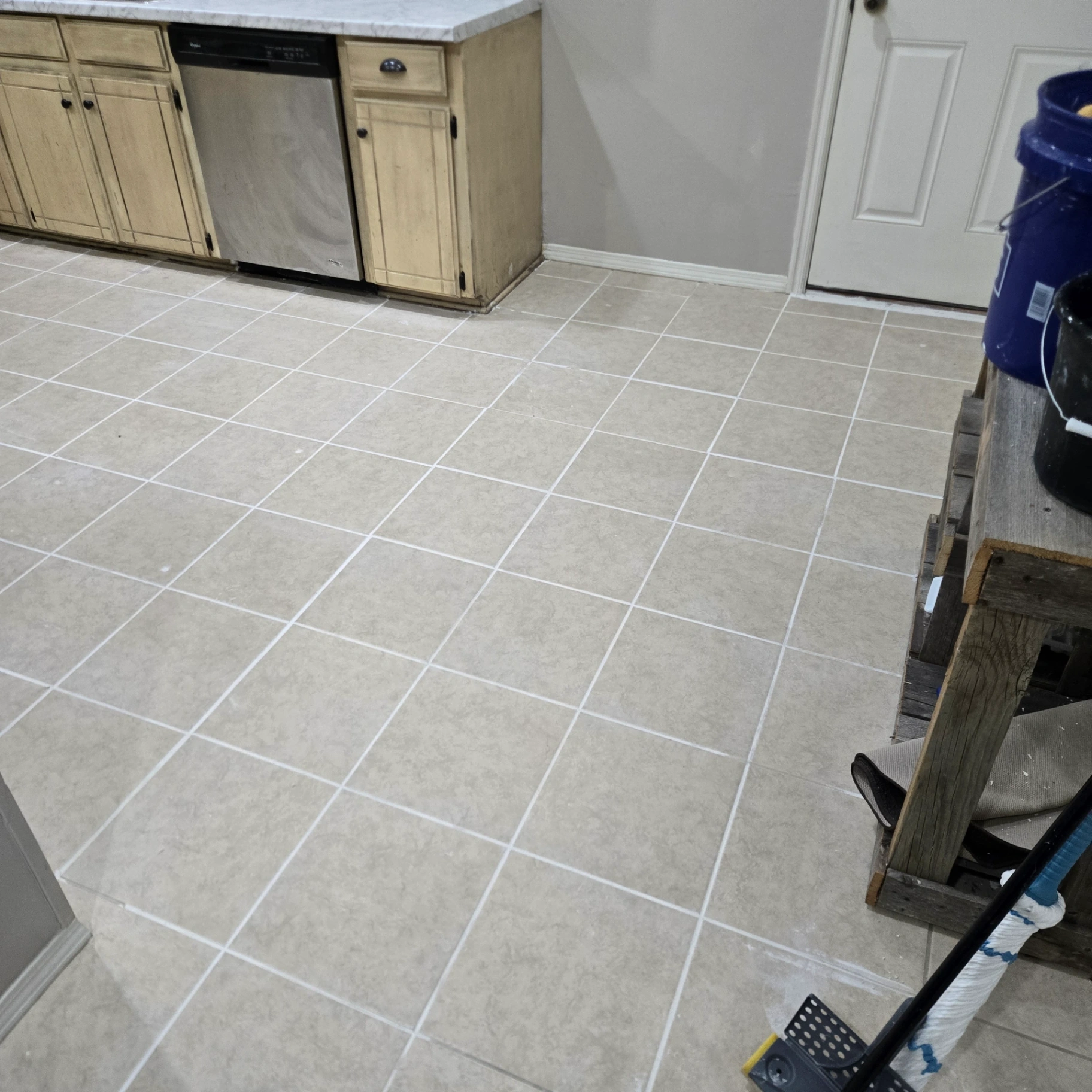 Completed kitchen tile flooring in Payne County